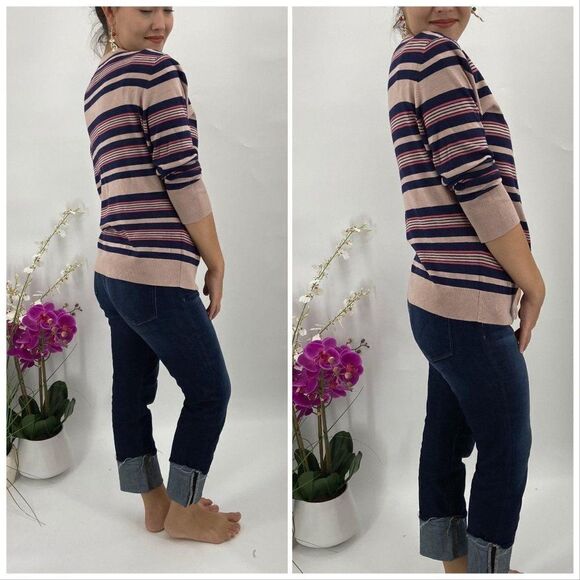 Halogen Cardigan NWT Striped Blue/Coral/Pink XS - Picture 5 of 9